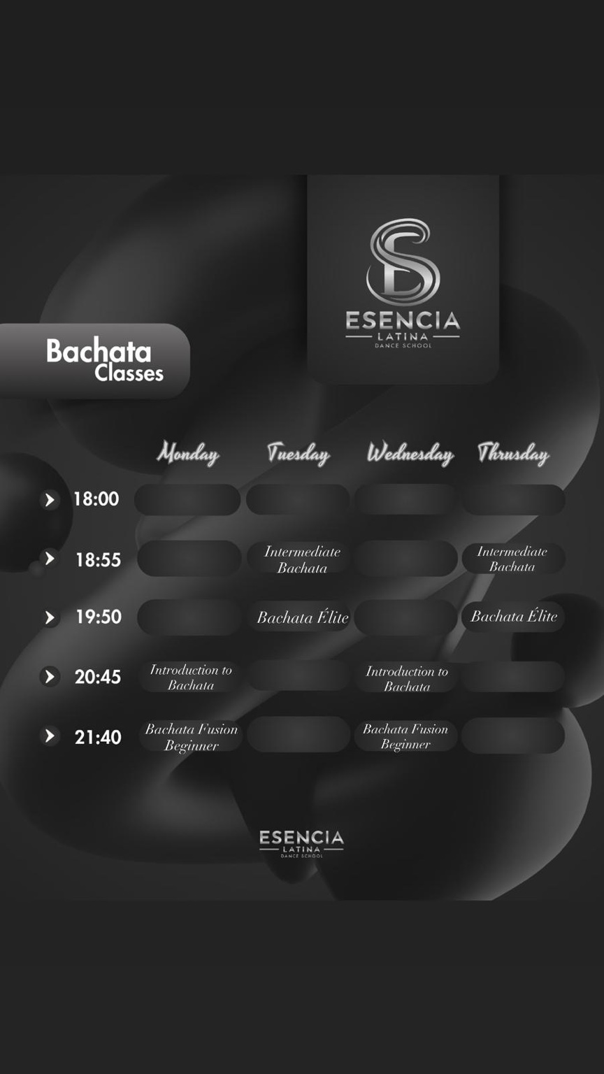 Bachata schedule
